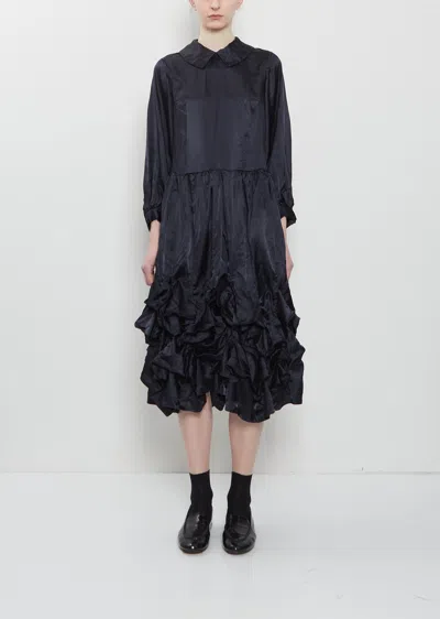 Comme Des Garçons Satin Flat Collar Dress In Blue