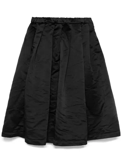 Comme Des Garçons Satin Midi Skirt In Black