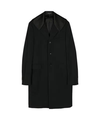 Comme Des Garçons Satin-panelled Single-breasted Coat In Black