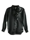 Comme Des Garçons Satin Ruffled Blouse In Black
