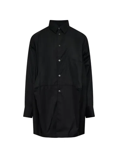 Comme Des Garçons Satin-finish Button-up Shirt In Black