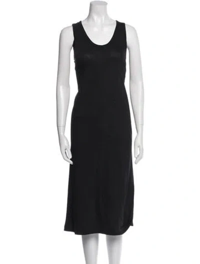 Pre-owned Comme Des Garçons Scoop Neck Midi Length Dress In Black