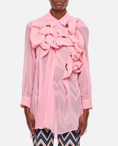 Comme Des Garçons See-trough Georgette Shirt In Rose