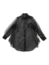 Comme Des Garçons Sheer Fabric Longline Shirt With Buttoned Cuffs In 黑色