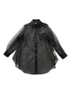 Comme Des Garçons Sheer Fabric Longline Shirt With Buttoned Cuffs