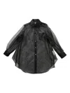 Comme Des Garçons Sheer Fabric Longline Shirt With Buttoned Cuffs In Black