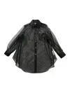 Comme Des Garçons Sheer Fabric Longline Shirt With Buttoned Cuffs In Black