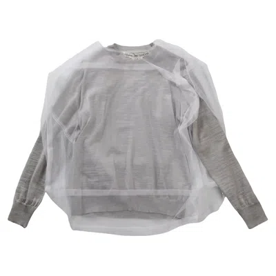 Pre-owned Comme Des Garçons Semi-transparent Blouse 'grey/white' | Women's Size M