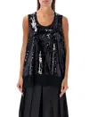 Comme Des Garçons Sequin Tank Top In Black