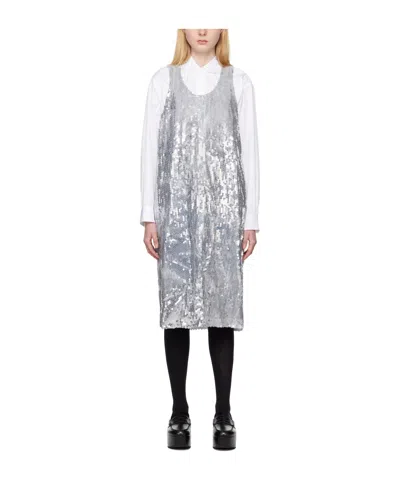 Comme Des Garçons Sequined Simple Dress In Gray