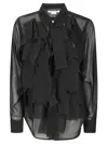 Comme Des Garçons Sheer Black Chiffon Shirt In Black