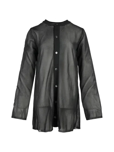 Comme Des Garçons Sheer Button-up Cardigan In Black
