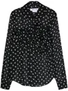 Comme Des Garçons Polka Dot Bow Button Down Blouse In Black