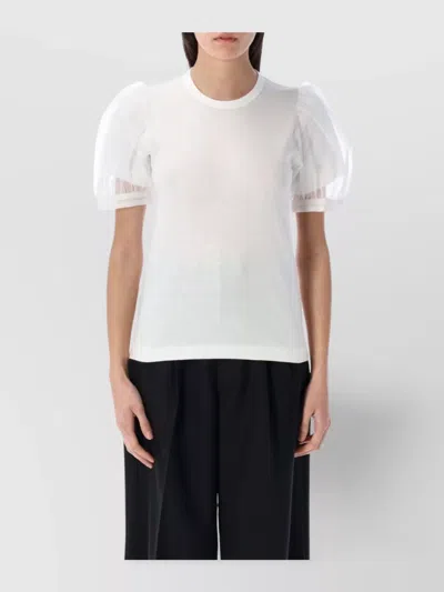 COMME DES GARÇONS SHEER DETAIL PUFF SLEEVE TOP