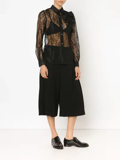 Comme Des Garçons Sheer Floral Lace Shirt In Black
