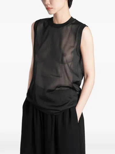 Comme Des Garçons Sheer Knit Top In Black