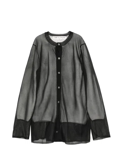 Comme Des Garçons Sheer Layered Cardigan In Blue