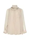 Comme Des Garçons Polyester Georgette Blouse In Neutral