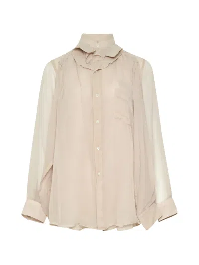 Comme Des Garçons Sheer Layered Shirt In Neutral