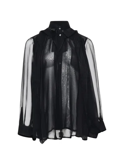 Comme Des Garçons Sheer Layered-design Shirt In Black