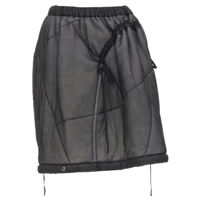 Comme Des Garçons Comme Des Garcons Sheer Nylon Drawstring Padded Puffy Skirt In Black