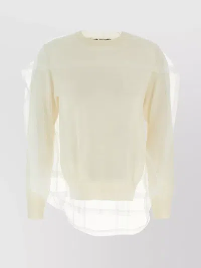 Comme Des Garçons Sheer Overlay Mesh Pullover In White