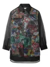 Comme Des Garçons Sheer-panel Printed Shirt In Black