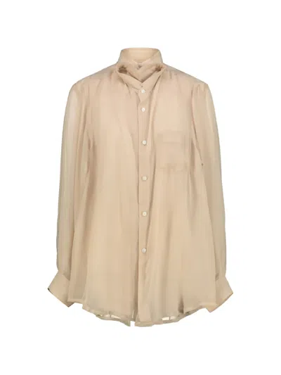 Comme Des Garçons Sheer Panelled Shirt In Neutral