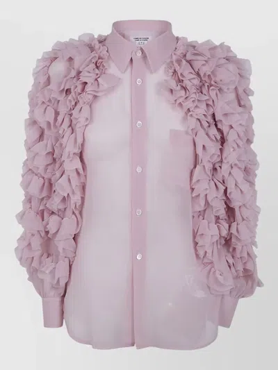 Comme Des Garçons Sheer Ruffle Jacket Long Sleeves Pocket In Neutral