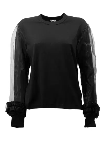Comme Des Garçons Sheer-sleeve Sweatshirt In Black