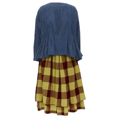 Comme Des Garçons Comme Des Garcons Shir Stitch Top Layer Checked Skirt In Blue