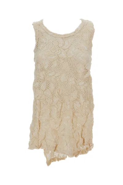 Comme Des Garçons Shirred Floral Embroidered Structured Top In Multi