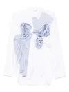 Comme Des Garçons Shirt White & Navy Poplin & Stripe 3d Roses Shirt