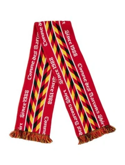 Pre-owned Comme Des Garçons Shirt Acrylic Striped Scarf In Red
