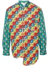 Comme Des Garçons Shirt Andy Warhol-print Asymmetric Shirt In Blue