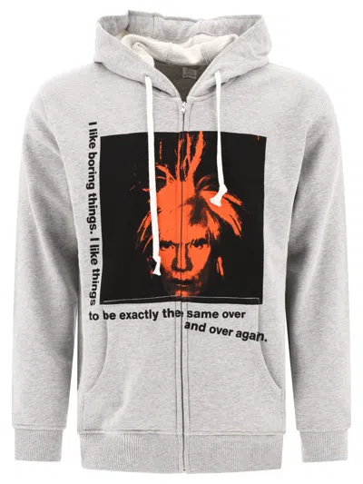 Comme Des Garçons Shirt "andy Warhol" Zipped Hoodie In Gray