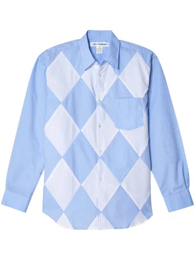 Comme Des Garçons Shirt Argylle-pattern Cotton Shirts In Blue