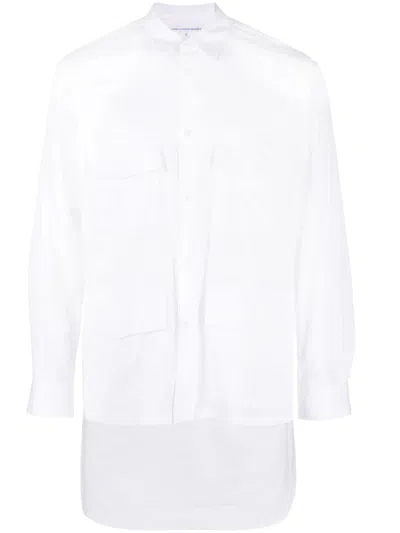 Comme Des Garçons Shirt Asymmetric-hem Cotton Shirt In White
