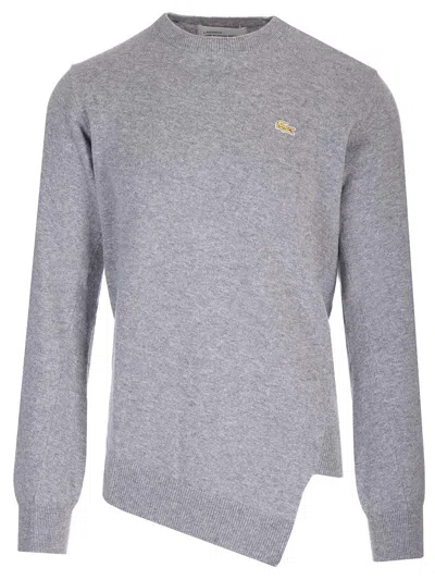 Comme Des Garçons Shirt Asymmetric Lacoste Sweater Knitwear Grey