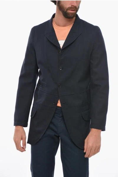 Comme Des Garçons Shirt Asymmetric Long Blazer With Peak Lapel In Black