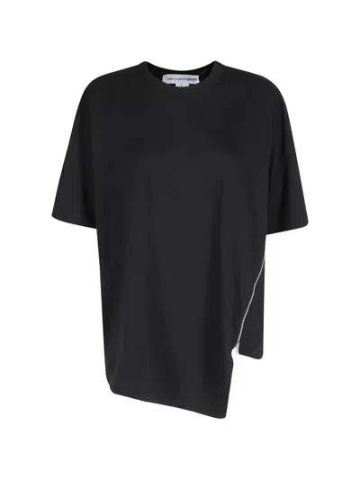 Comme Des Garçons Shirt Asymmetric Zip-detail T-shirt In Black
