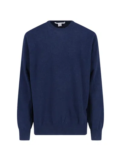 Comme Des Garçons Shirt Crew-neck Wool Sweater In Navy