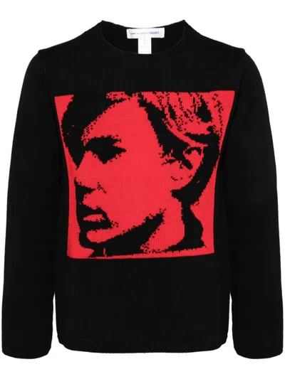 Comme Des Garçons Shirt Black Andy Warhol Intarsia Sweater