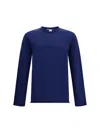 Comme Des Garçons Deep Blue Crew Neck Wool Shirt With Minimalist Design In Blue