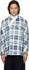 Comme Des Garçons Shirt Blue & Gray Twill Garment Printed Blazer In 1 Blue