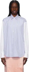 Comme Des Garçons Shirt Blue & White Cotton Poplin Striped & Plain Shirt In 2 White / Stripe 6