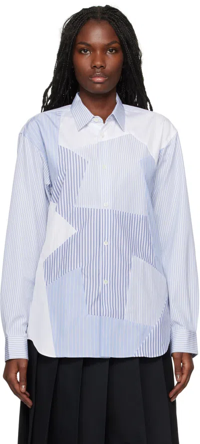 Comme Des Garçons Shirt Blue & White Stripe Poplin Shirt In 1 White/stripe