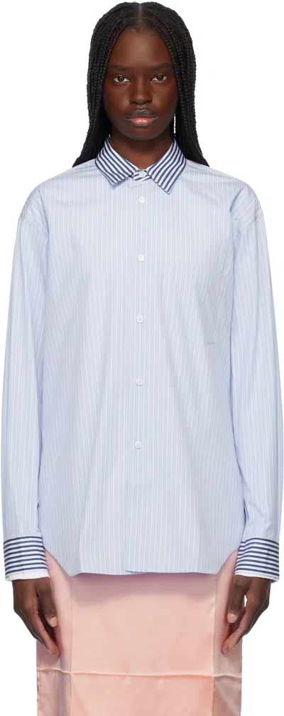 Comme Des Garçons Shirt Blue Dyed Cotton Stripe Poplin Shirt In 1 Stripe 3