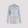 Comme Des Garçons Shirt With Tartan Design And Tech Fabric In Blue Multi