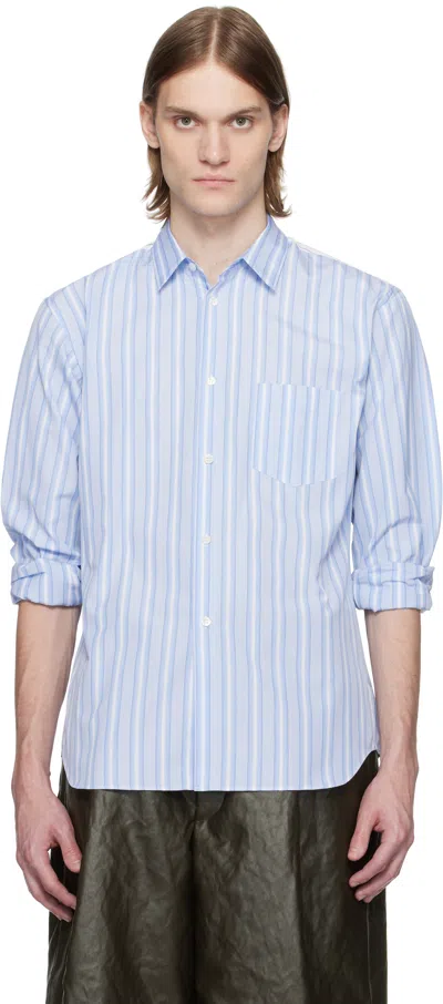 Comme Des Garçons Shirt Blue Yarn Dyed Cotton Stripe Poplin Shirt In 1 Stripe 1